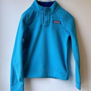Vineyard Vines Fleece Snap Pullover Kids Size 7 Blue Preppy